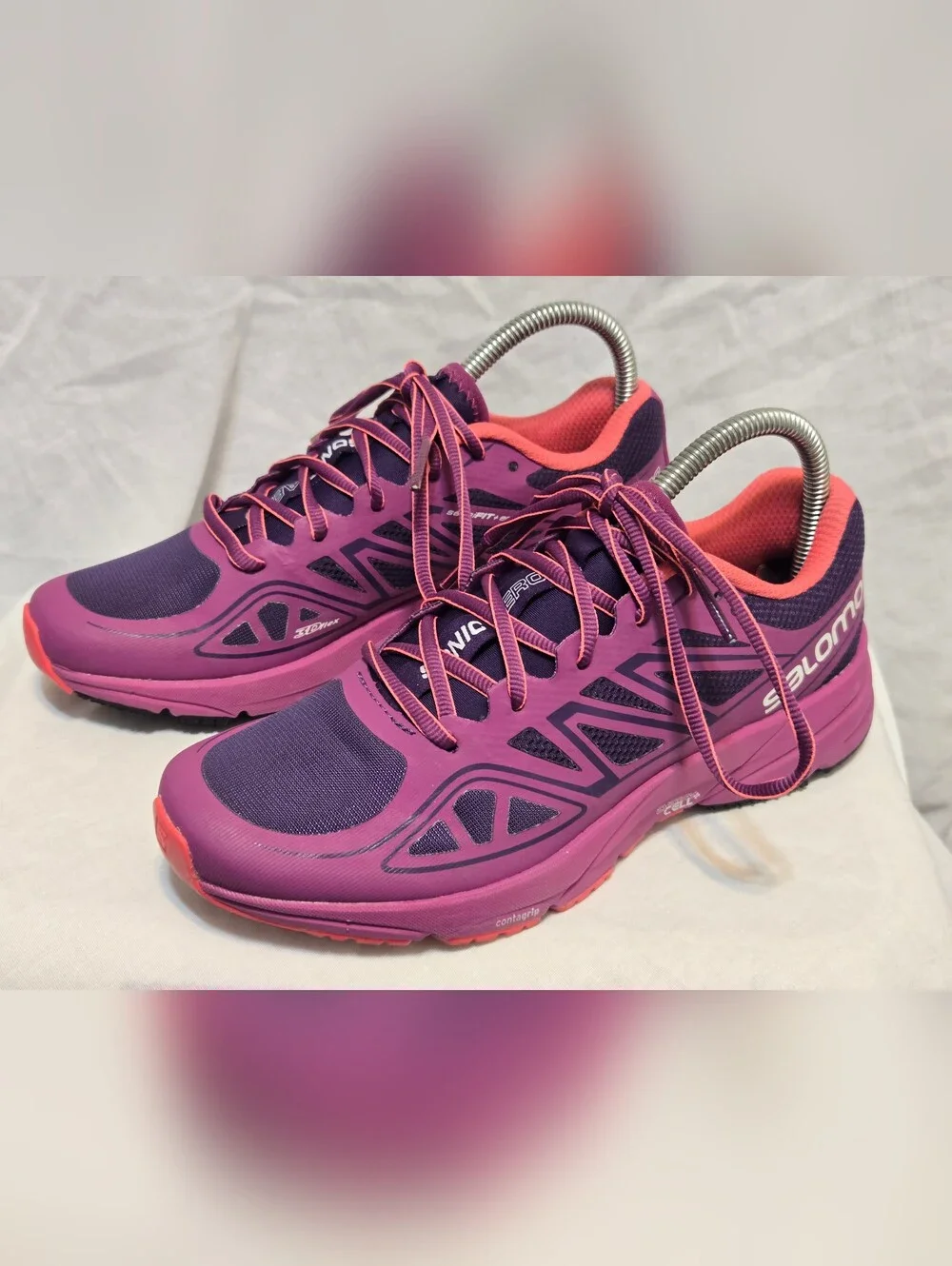 Salomon Sonic Aero Womens Cosmic Purple/pk Ortholite Running Shoes  US 7